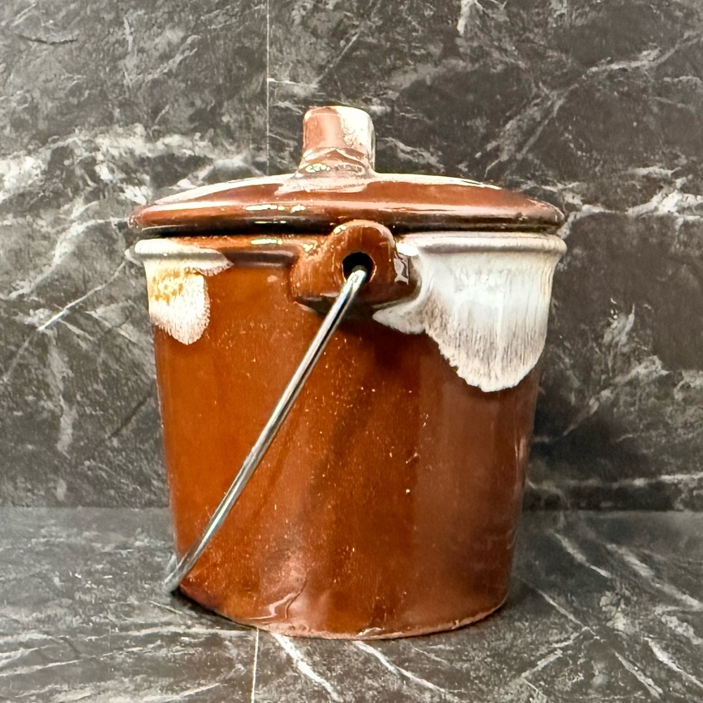 Brown Pottery Pitcher and Bucket w/Lid - Picture 9 of 14